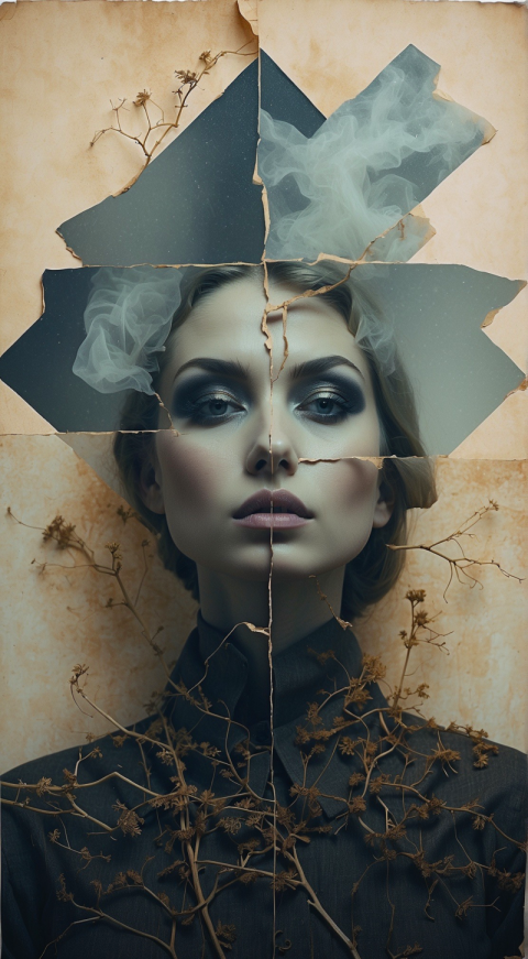 Fragments of woman’s face