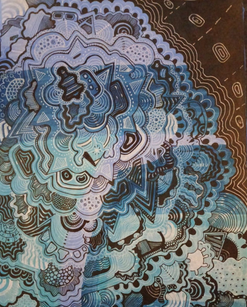 Blue Abstract Doodle