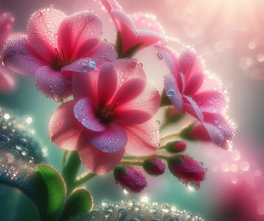 Dewy pink blossom